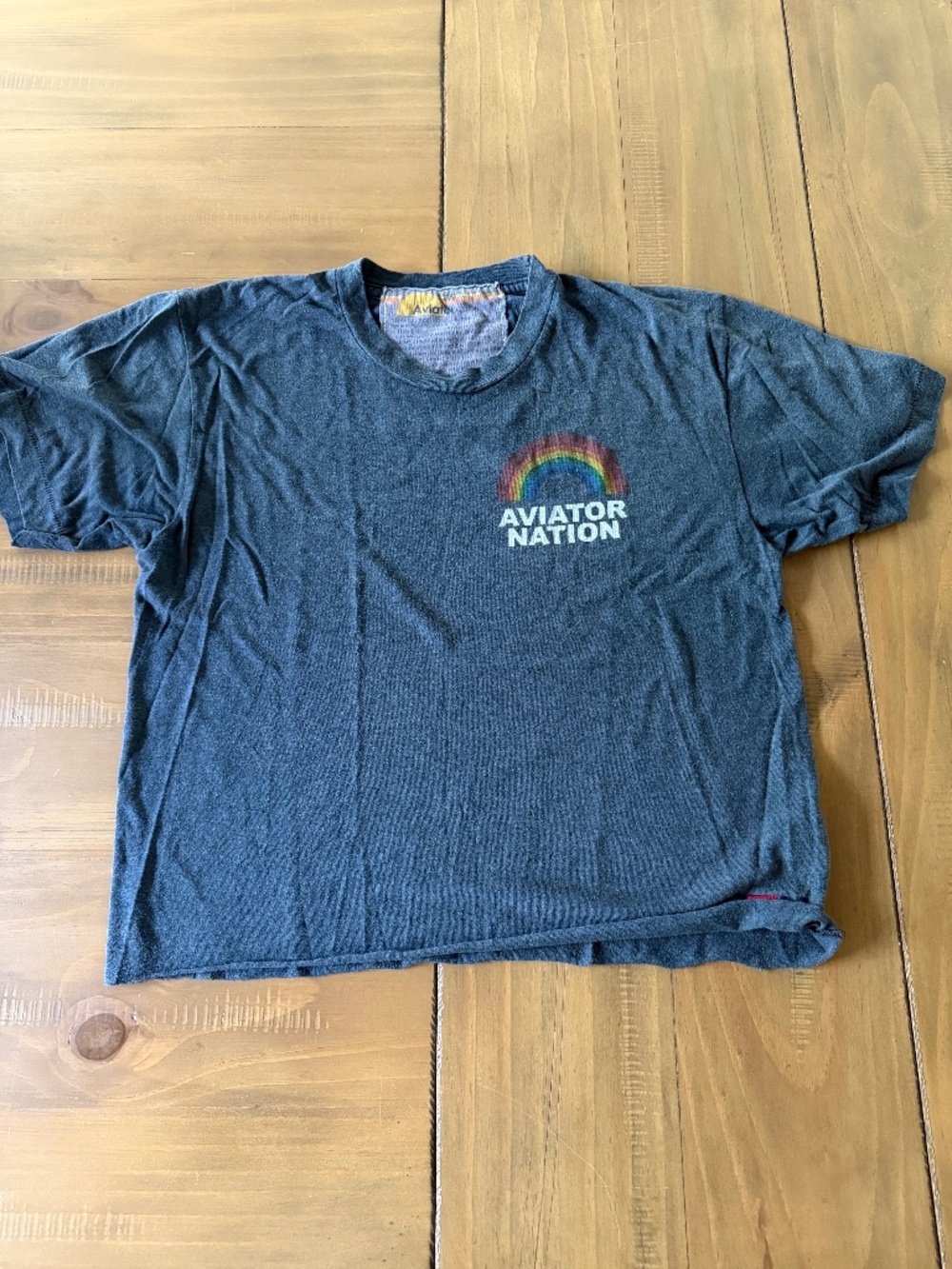 Aviator Nation t-shirt, size M, gray with rainbow graphic